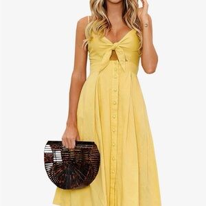 Butter Yellow Sleeveless Tie-Front Dress